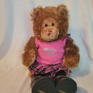 Teddy Bear Build A Bear Brown Plush Stuffed Limited Plaid Skirt Pink Top Boots